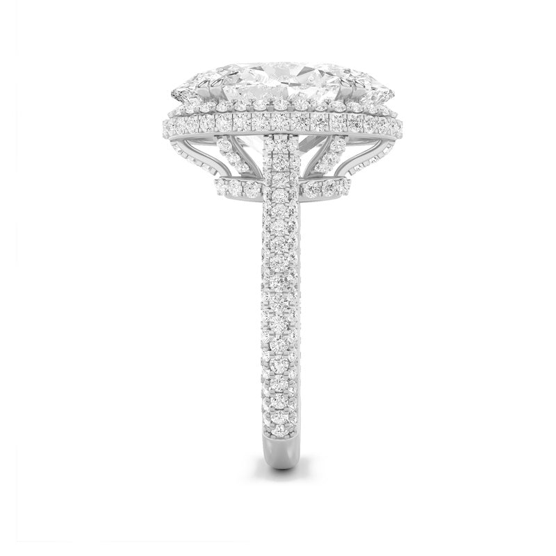 7.5CTW Oval Shaped Lab Grown Diamond (F/VS) Bold Statement Accented Ring in 14K Gold