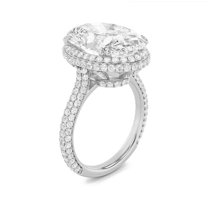 7.5CTW Oval Shaped Lab Grown Diamond (F/VS) Bold Statement Accented Ring in 14K Gold