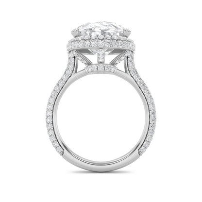 7.5CTW Oval Shaped Lab Grown Diamond (F/VS) Bold Statement Accented Ring in 14K Gold