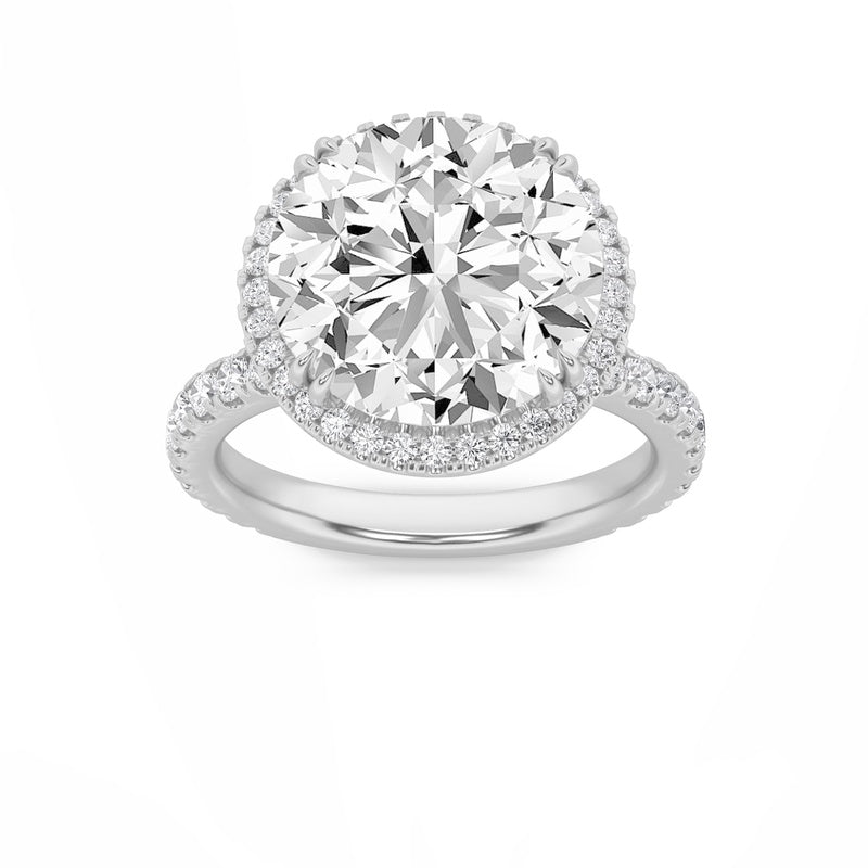 6CTW Round Shaped Lab Grown Diamond (F/VS) Bold Statement Accented Ring in 14K Gold