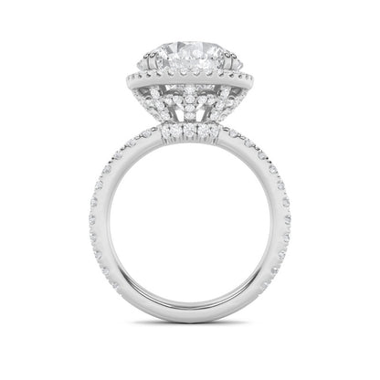 6CTW Round Shaped Lab Grown Diamond (F/VS) Bold Statement Accented Ring in 14K Gold