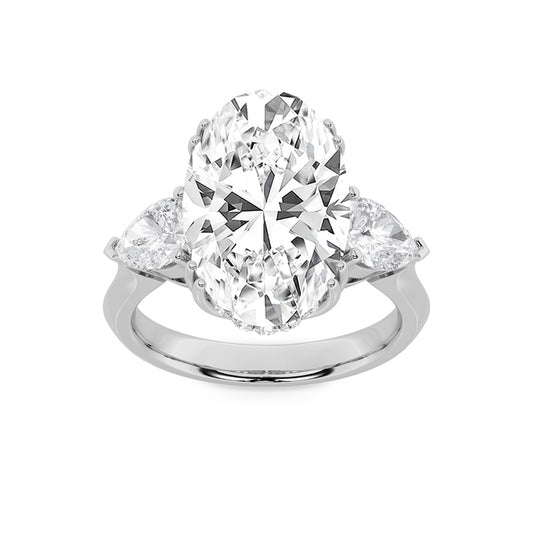 6.5CTW Oval Shaped Lab Grown Diamond (F/VS) Bold Statement Accented Ring in 14K Gold