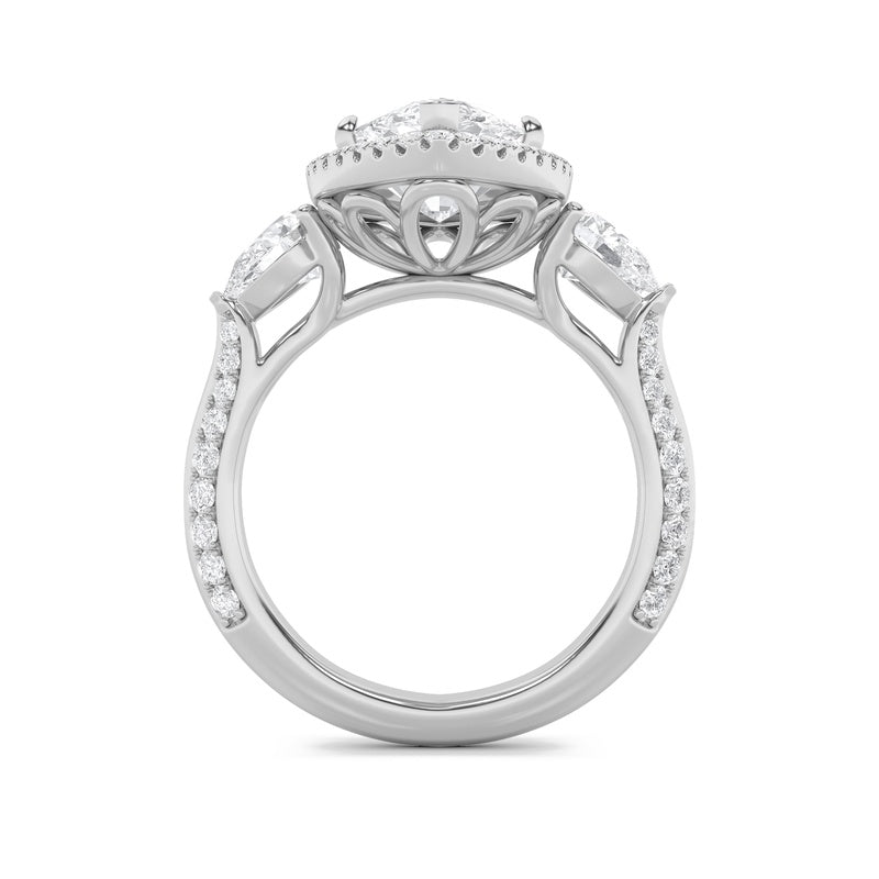 6.5CTW Marquise Shaped Lab Grown Diamond (G/VS) Bold Statement Accented Ring in 14K Gold