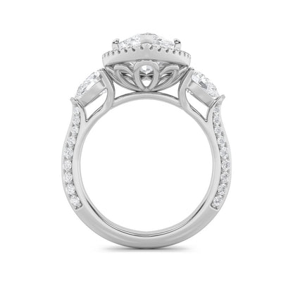 6.5CTW Marquise Shaped Lab Grown Diamond (G/VS) Bold Statement Accented Ring in 14K Gold