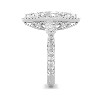 6.5CTW Marquise Shaped Lab Grown Diamond (G/VS) Bold Statement Accented Ring in 14K Gold
