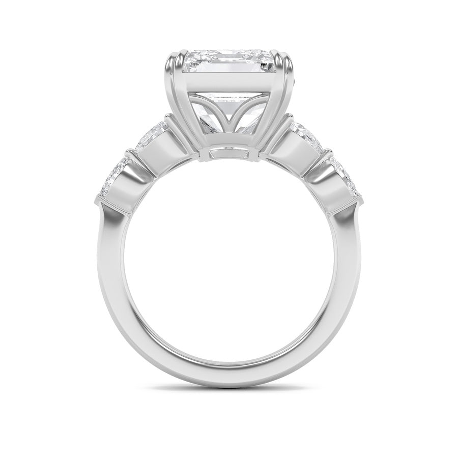 8.5CTW Emerald Shaped Lab Grown Diamond (F/VS) Bold Statement Accented Ring in 14K Gold