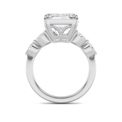 8.5CTW Emerald Shaped Lab Grown Diamond (F/VS) Bold Statement Accented Ring in 14K Gold