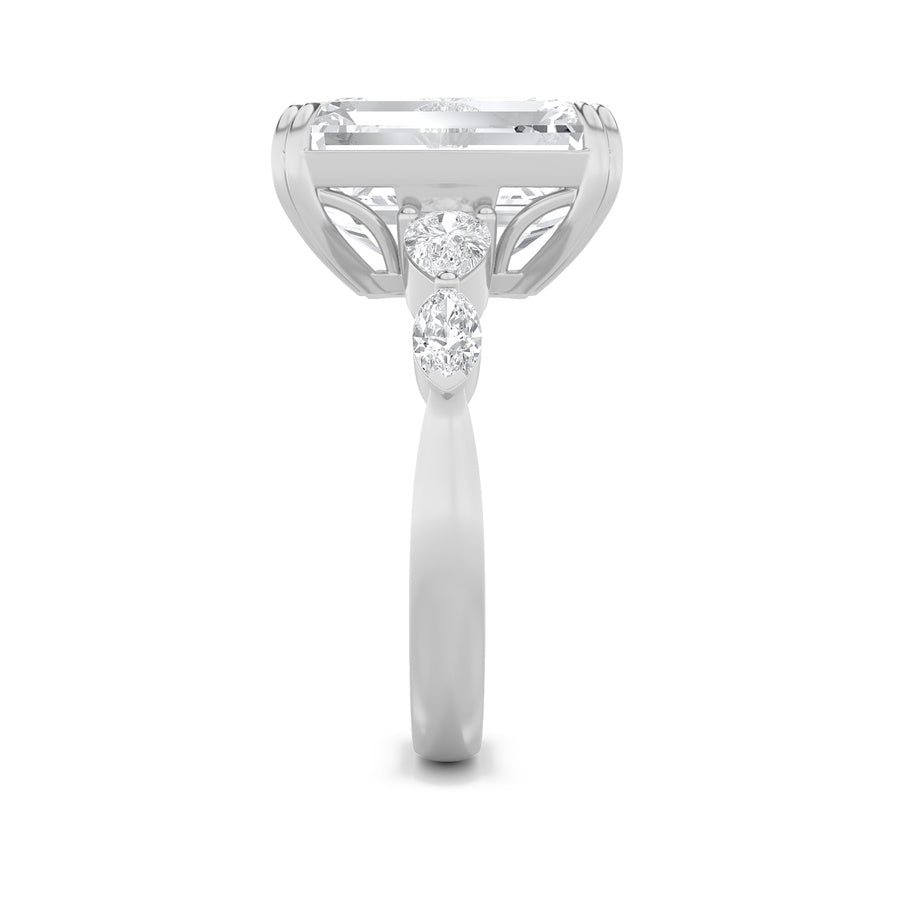 8.5CTW Emerald Shaped Lab Grown Diamond (F/VS) Bold Statement Accented Ring in 14K Gold