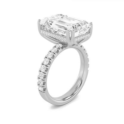 10.25CTW Emerald Shaped Lab Grown Diamond (G/VS) Bold Statement Accented Ring in 14K Gold