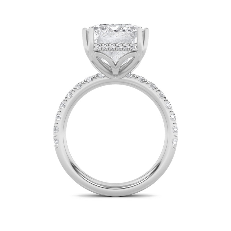 10.25CTW Emerald Shaped Lab Grown Diamond (G/VS) Bold Statement Accented Ring in 14K Gold