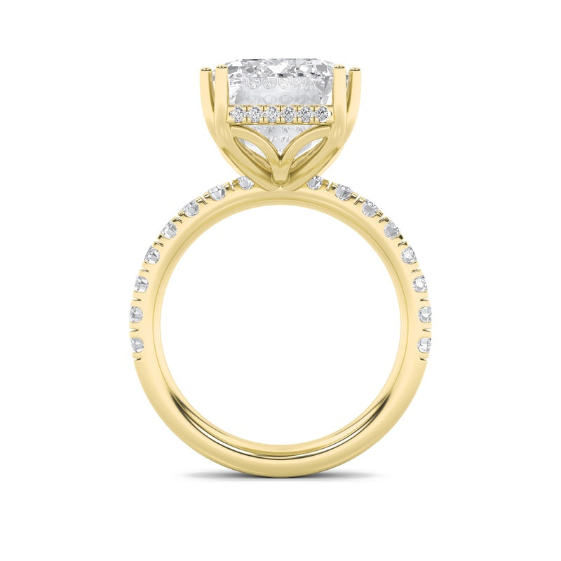 10.25CTW Emerald Shaped Lab Grown Diamond (G/VS) Bold Statement Accented Ring in 14K Gold