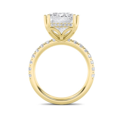 10.25CTW Emerald Shaped Lab Grown Diamond (G/VS) Bold Statement Accented Ring in 14K Gold