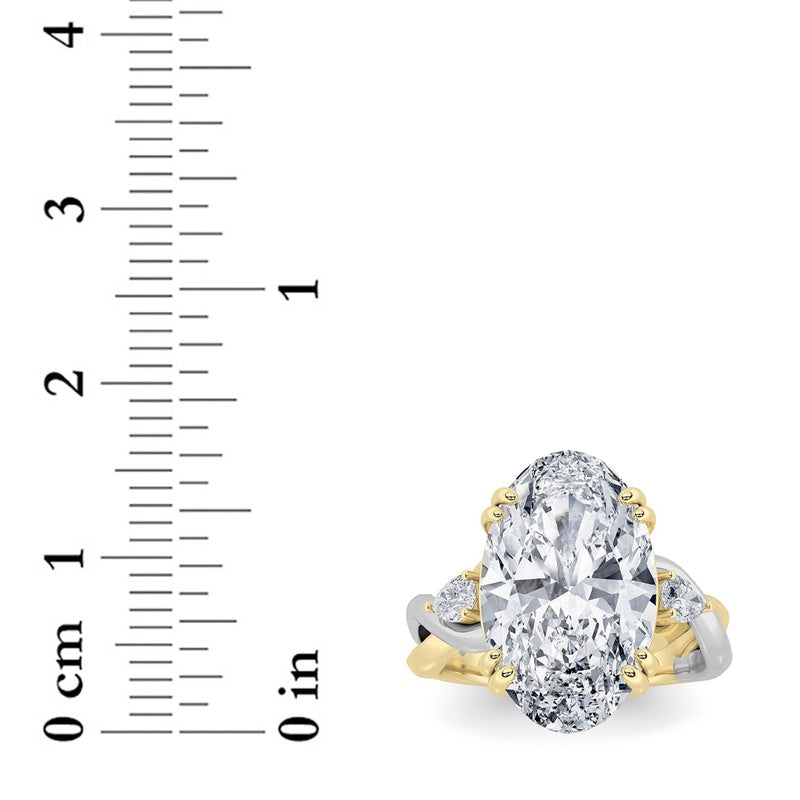 6.25CTW Oval Shaped Lab Grown Diamond (F/VS) Bold Accented Engagement Ring in 14K Gold