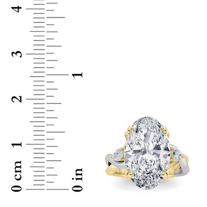 6.25CTW Oval Shaped Lab Grown Diamond (F/VS) Bold Accented Engagement Ring in 14K Gold