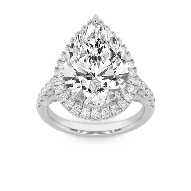 6CTW Pear Shaped Lab Grown Diamond (F/VS) Bold Statement Accented  Ring in 14K Gold