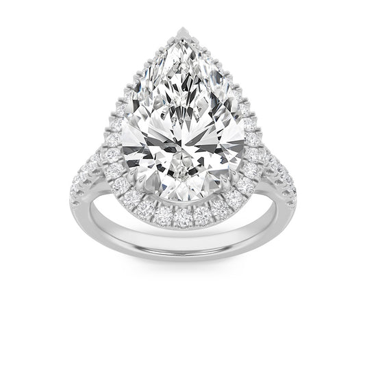 6CTW Pear Shaped Lab Grown Diamond (F/VS) Bold Statement Accented  Ring in 14K Gold