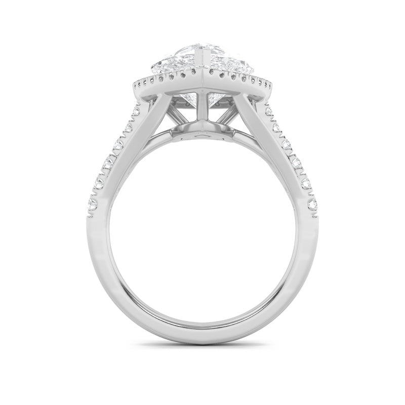 6CTW Pear Shaped Lab Grown Diamond (F/VS) Bold Statement Accented  Ring in 14K Gold