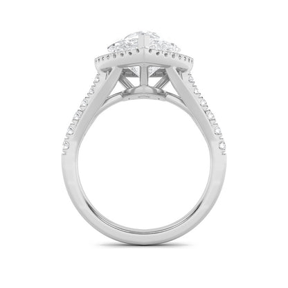 6CTW Pear Shaped Lab Grown Diamond (F/VS) Bold Statement Accented  Ring in 14K Gold