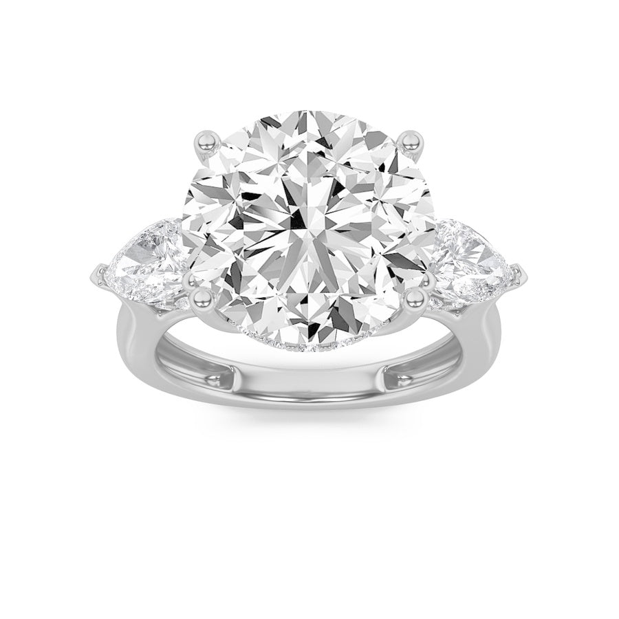 7.25CTW Round Shaped Lab Grown Diamond (G/VS) Bold Accented Engagement Ring in 14K Gold