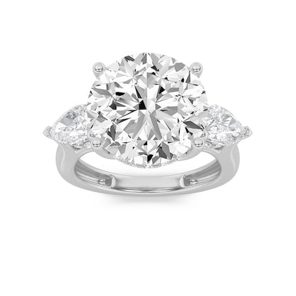 7.25CTW Round Shaped Lab Grown Diamond (G/VS) Bold Accented Engagement Ring in 14K Gold