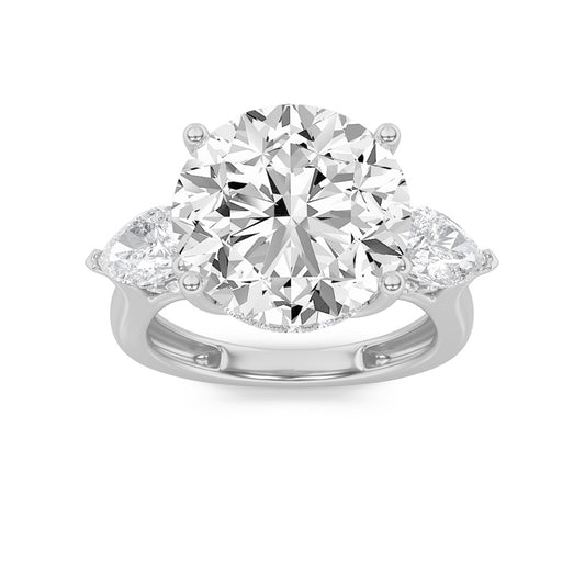 7.25CTW Round Shaped Lab Grown Diamond (G/VS) Bold Accented Engagement Ring in 14K Gold