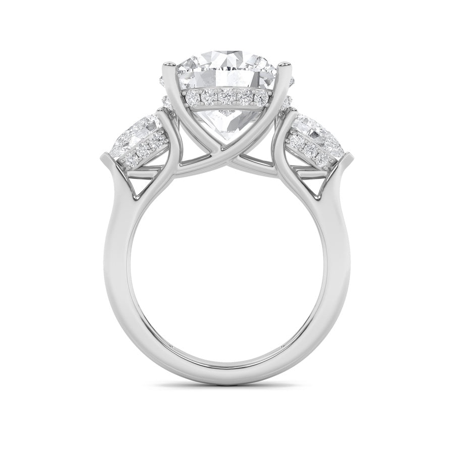 7.25CTW Round Shaped Lab Grown Diamond (G/VS) Bold Accented Engagement Ring in 14K Gold