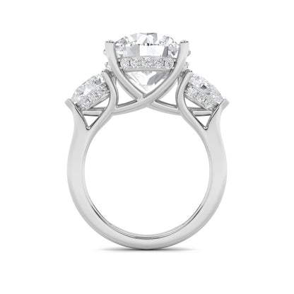 7.25CTW Round Shaped Lab Grown Diamond (G/VS) Bold Accented Engagement Ring in 14K Gold