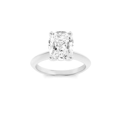 3CTW Elongated Cushion Shaped Lab Grown Diamond (F/VS) Knife Edge Shank Solitaire Engagement Ring in 14K Gold