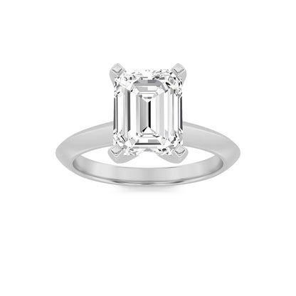 1.5CTW Emerald Shaped Lab Grown Diamond (F/VS) Knife Edge Shank Solitaire Engagement Ring in 14K Gold