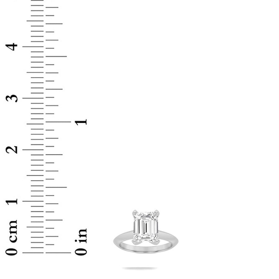 1.5CTW Emerald Shaped Lab Grown Diamond (F/VS) Knife Edge Shank Solitaire Engagement Ring in 14K Gold
