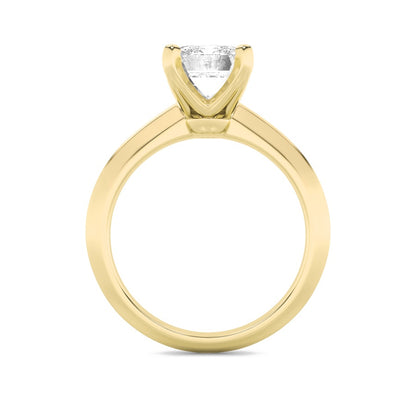 3CTW Emerald Shaped Lab Grown Diamond (F/VS) Knife Edge Shank Solitaire Engagement Ring in 14K Gold