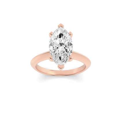 2Cttw Marquise Shaped Lab Grown Diamond (G/VS) Knife Edge Shank Solitaire Engagement Ring in 14K Gold