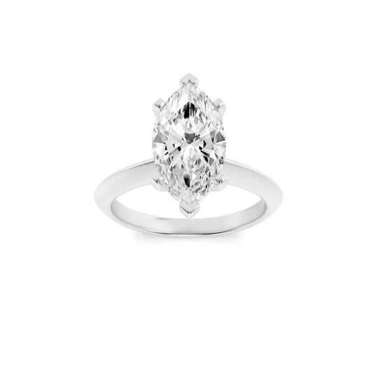 2.5CTW Marquise Shaped Lab Grown Diamond (F/VS) Knife Edge Shank Solitaire Engagement Ring in 14K Gold