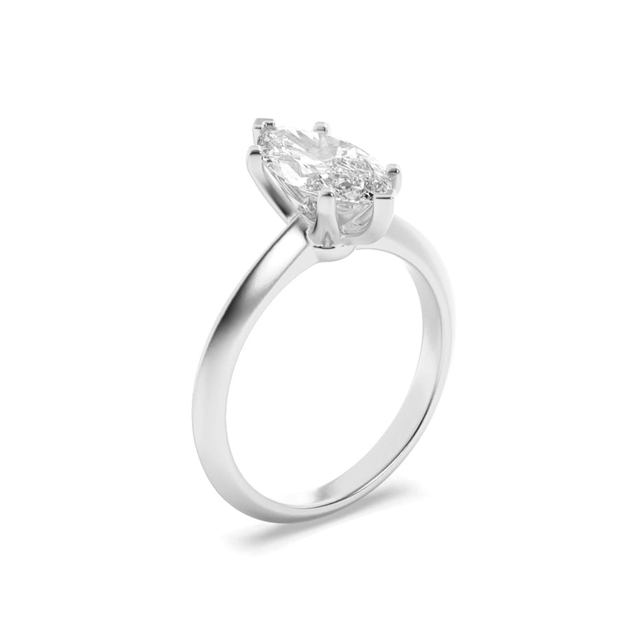 3CTW Marquise Shaped Lab Grown Diamond (F/VS) Knife Edge Shank Solitaire Engagement Ring in 14K Gold