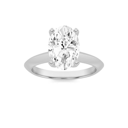 2CTW Oval Shaped Lab Grown Diamond (F/VS) Knife Edge Shank Solitaire Engagement Ring in 14K Gold