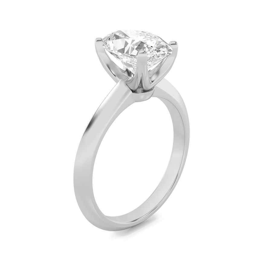 2CTW Oval Shaped Lab Grown Diamond (F/VS) Knife Edge Shank Solitaire Engagement Ring in 14K Gold