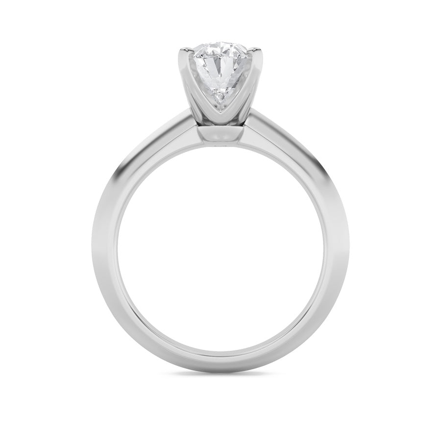 2CTW Oval Shaped Lab Grown Diamond (F/VS) Knife Edge Shank Solitaire Engagement Ring in 14K Gold