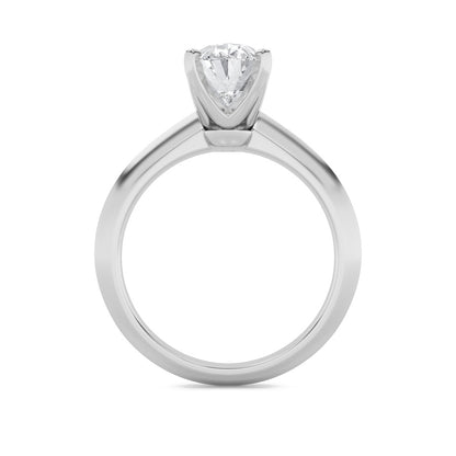 2CTW Oval Shaped Lab Grown Diamond (F/VS) Knife Edge Shank Solitaire Engagement Ring in 14K Gold