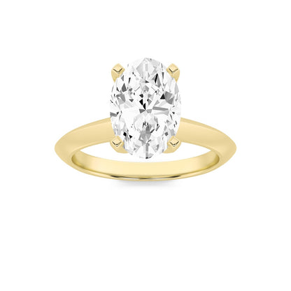 2CTW Oval Shaped Lab Grown Diamond (F/VS) Knife Edge Shank Solitaire Engagement Ring in 14K Gold