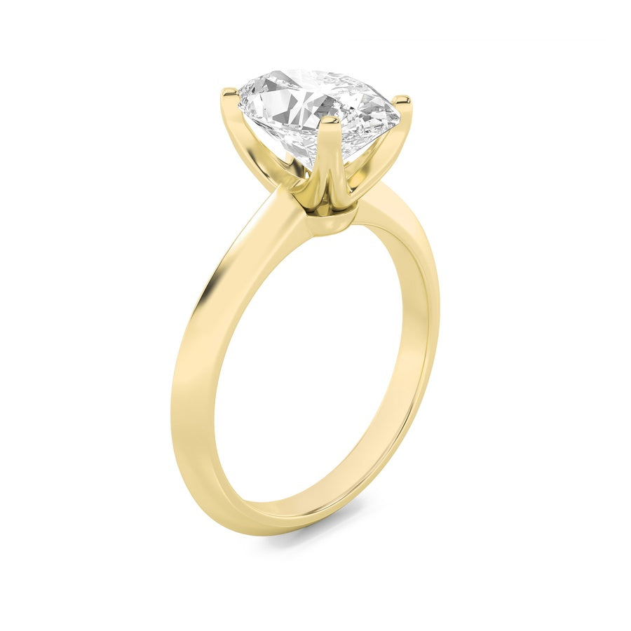 2CTW Oval Shaped Lab Grown Diamond (F/VS) Knife Edge Shank Solitaire Engagement Ring in 14K Gold