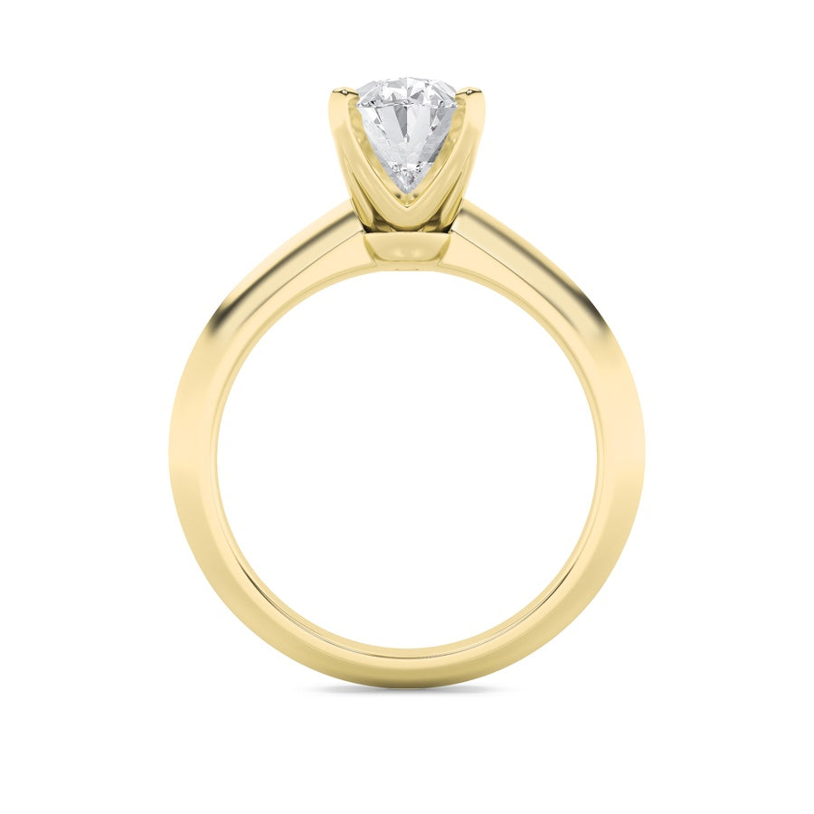 2CTW Oval Shaped Lab Grown Diamond (F/VS) Knife Edge Shank Solitaire Engagement Ring in 14K Gold