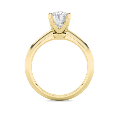 2CTW Oval Shaped Lab Grown Diamond (F/VS) Knife Edge Shank Solitaire Engagement Ring in 14K Gold