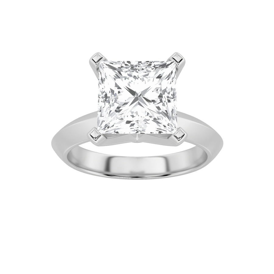 2CTW Princess Shaped Lab Grown Diamond (F/VS) Knife Edge Shank Solitaire Engagement Ring in 14K Gold