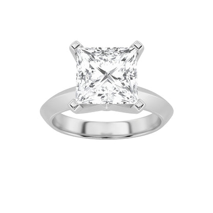 3CTW Princess Shaped Lab Grown Diamond (F/VS) Knife Edge Shank Solitaire Engagement Ring in 14K Gold