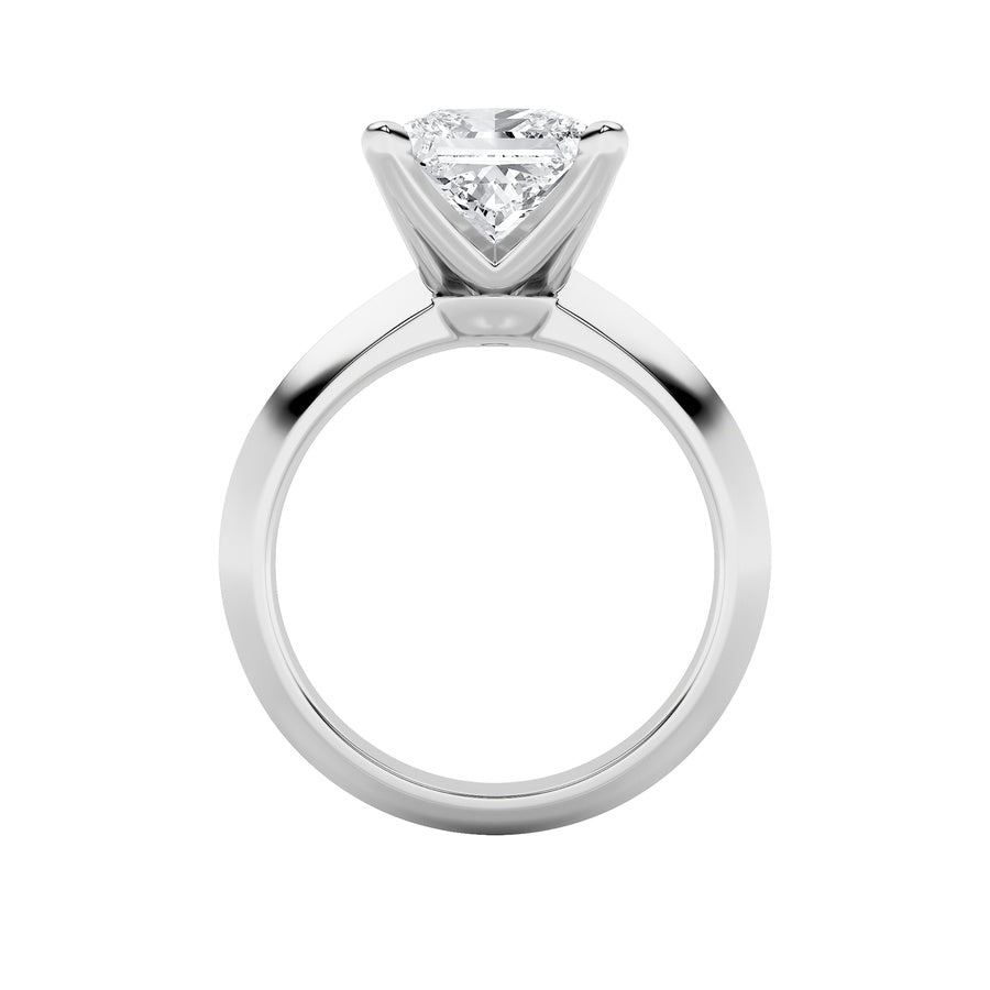 3CTW Princess Shaped Lab Grown Diamond (F/VS) Knife Edge Shank Solitaire Engagement Ring in 14K Gold