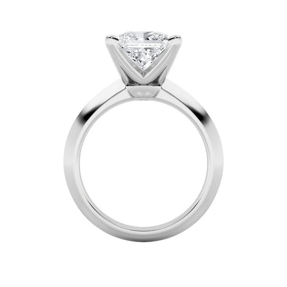 3CTW Princess Shaped Lab Grown Diamond (F/VS) Knife Edge Shank Solitaire Engagement Ring in 14K Gold