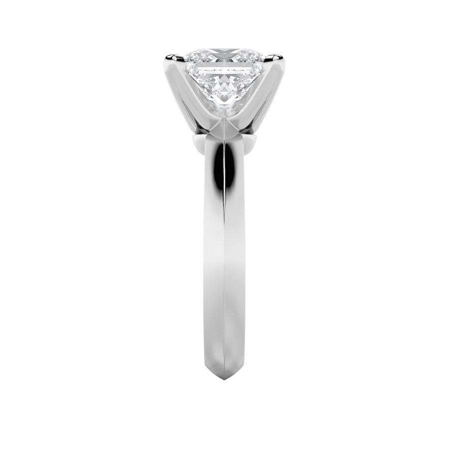 3CTW Princess Shaped Lab Grown Diamond (F/VS) Knife Edge Shank Solitaire Engagement Ring in 14K Gold