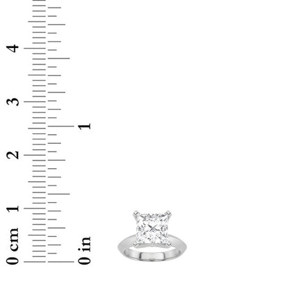 3CTW Princess Shaped Lab Grown Diamond (F/VS) Knife Edge Shank Solitaire Engagement Ring in 14K Gold