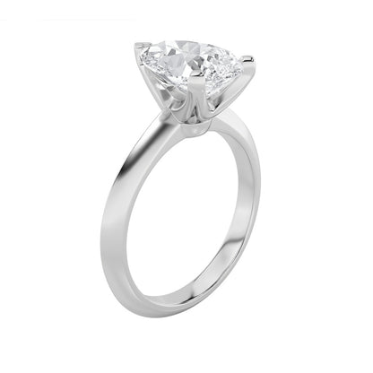 1CTW Pear Shaped Lab Grown Diamond (F/VS) Knife Edge Shank Solitaire Engagement Ring in 14K Gold