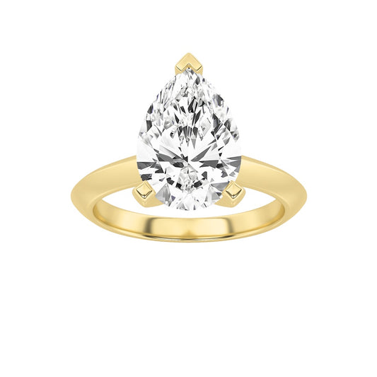 2Cttw Pear Shaped Lab Grown Diamond (F/VS) Knife Edge Shank Solitaire Engagement Ring in 14K Gold